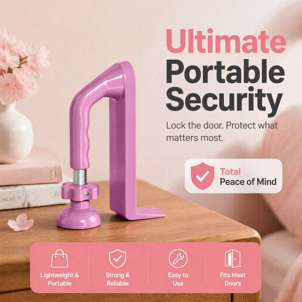 ZHUOHUA Portable Door Lock for Travel,​Door Stopper Security for Hotels/Apartments-Reinforced Locking Device for Women`s Safety view 5