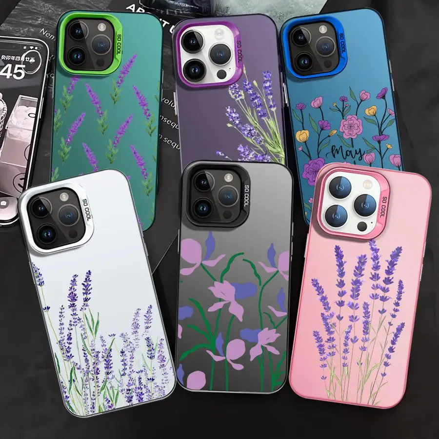 Lavendel Bloemen Telefoon Case voor iPhone 16 15 14 Pro Max X XS 12Pro 11 XR 13 14 Plus 11Pro 12 Shockproof Shell Cover