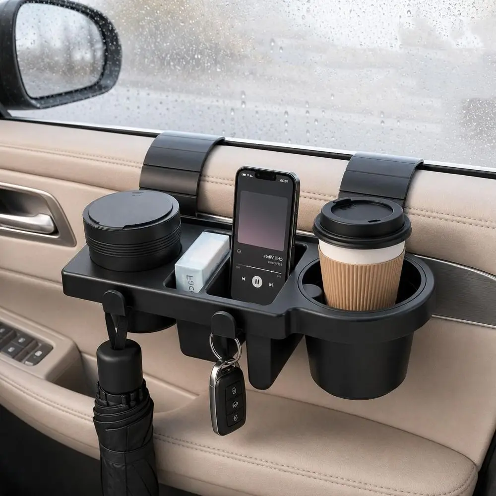 ABS Car Window Organizer Hanging Flexible Cup Grips Car Cup Holder Charging Opening Utility Hooks Car Door Organizer