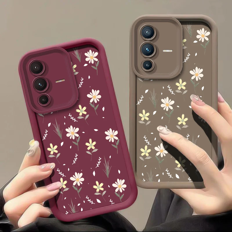 Colorful Daisies Flowers Case For Vivo S17 S16E S16 S15 S12 S1 Pro Silicone Camera Lens Protection Shockproof Soft Phone Cover