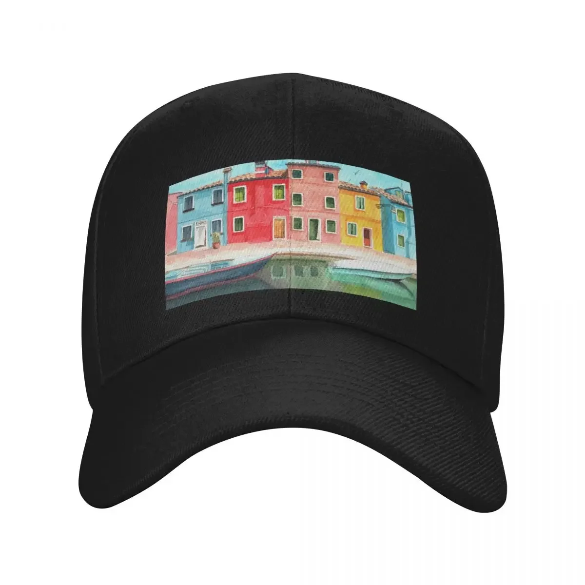 Бейсбольная кепка Watercolor Burano в Венеции, новая шляпа с капюшоном, дизайнерская шляпа, дропшиппинг, кепки для женщин и мужчин Бейсбольная кепка Watercolor Burano в Венеции, новая шляпа с капюшоном, дизайнерская шляпа, дропшиппинг, кепки для женщин и мужчин