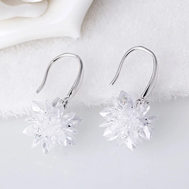 New Arrival Fashion Ice Flower 925 Silver Needle Ladies Drop Earrings Jewelry Birthday Gift Promotion Women Anti Allergy