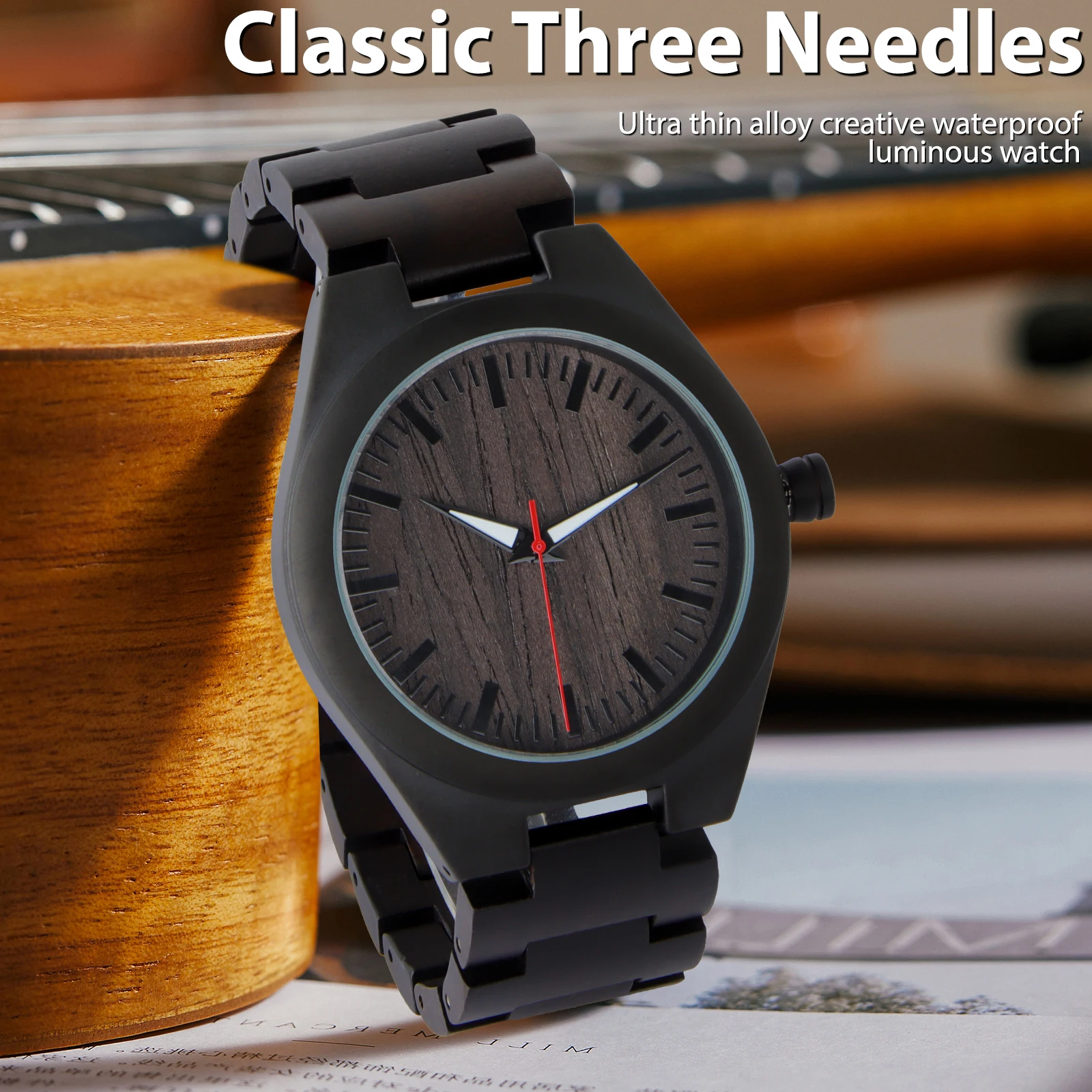 KityKiss new casual waterproof wooden watch for men. Quartz simple luminous retro gift watch is a good gift for husband and love