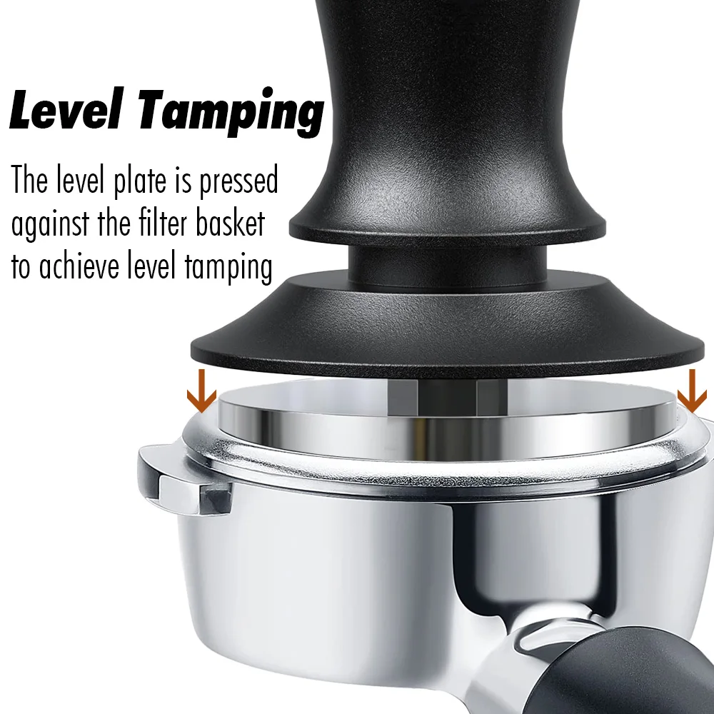51mm 53mm 58mm Spring Loaded Coffee Tampers 15lb Rounded Handle 54mm Tamper Ripple Base Self Leveling Espresso Tamping Tool