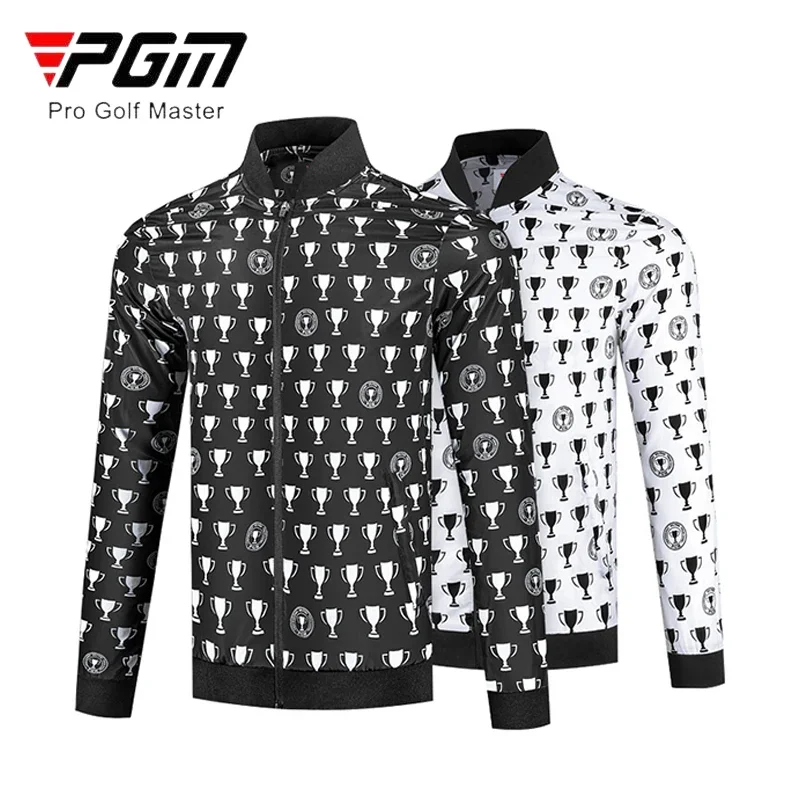 PGM Men Golf Jackets Male Waterproof Windproof Coat Men Printed Full Zipper Casual Golf Coat Spring Windproof Windbreaker Jacket