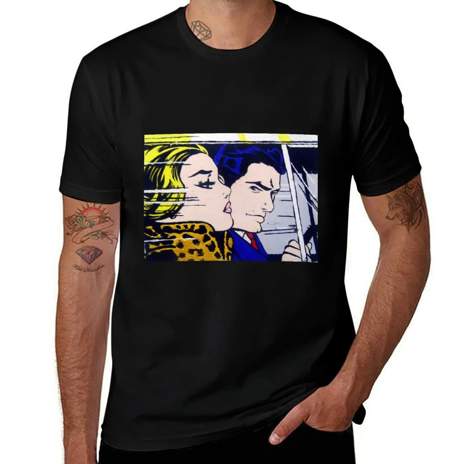 

Lichtenstein Poster Wall Art In The Car Pop Art Print Modern Wall Decor T-Shirt plus sizes t shirts for men graphic
