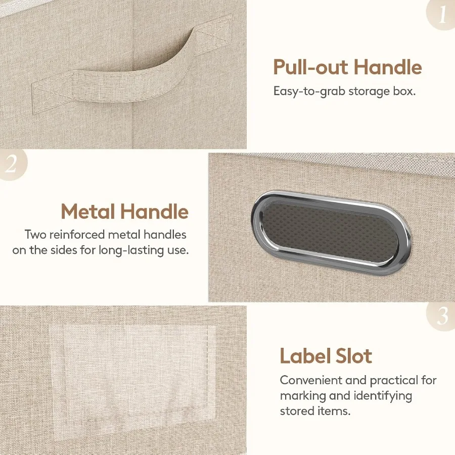 뚜껑이 있는 중간 크기 보관함 손잡이가 있는 패브릭 접이식 보관함 Drative Closet Organizer Stackable Cube Baskets Contai