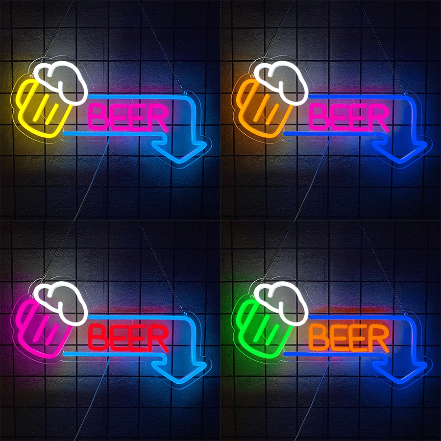 Beer Led Neon Sign, Beer Mug Icon Business Signboard, Used For Decor Of Bars, Restaurants, Clubs And Convenience Stores.