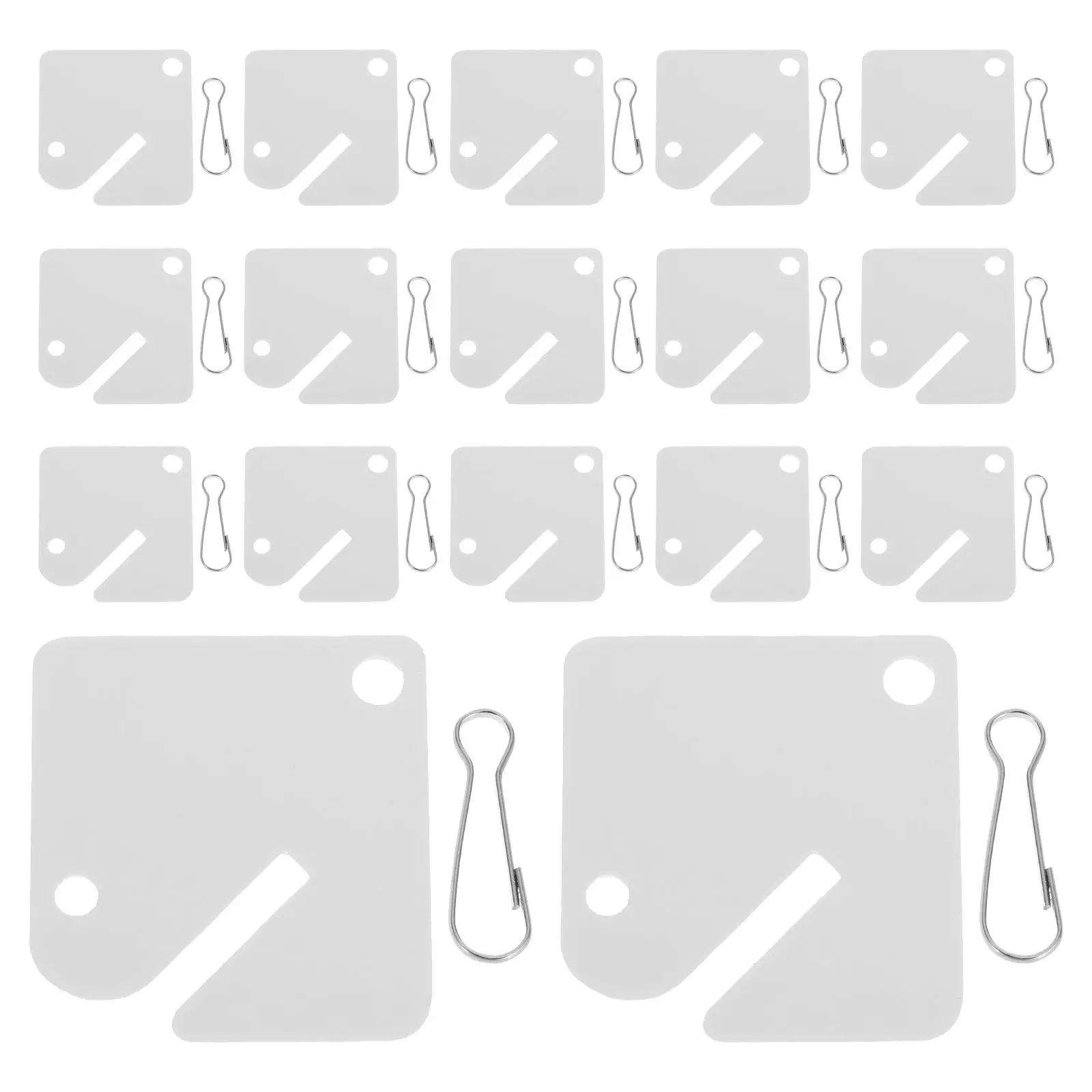 60Pcs Key Tags White Acrylic Slotted Snap Hook for Key Cabinet Lockers Identification and Organization