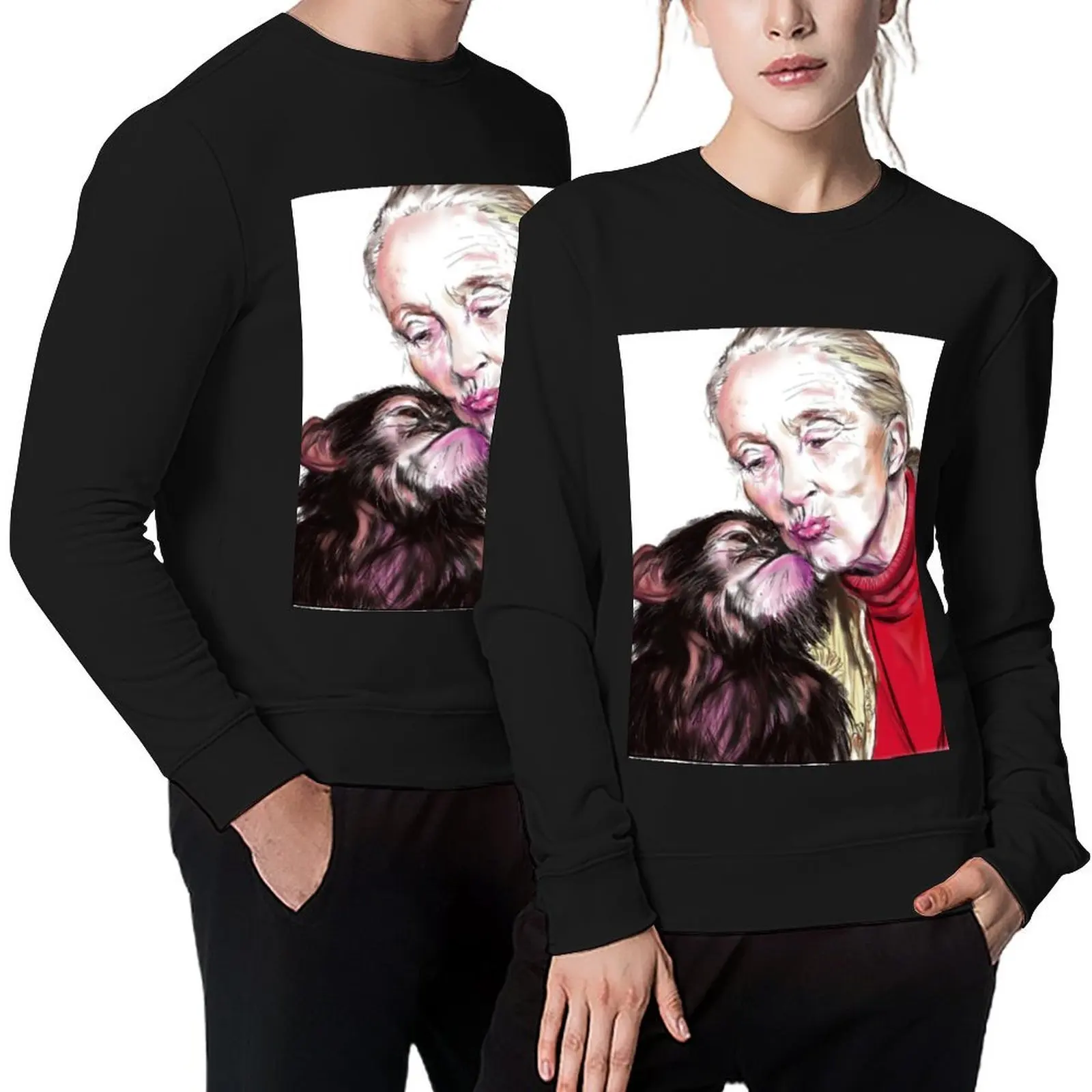 

Jane Goodall - Chimp Kissies Pullover men wear men's coat men's clothes blouse pullover