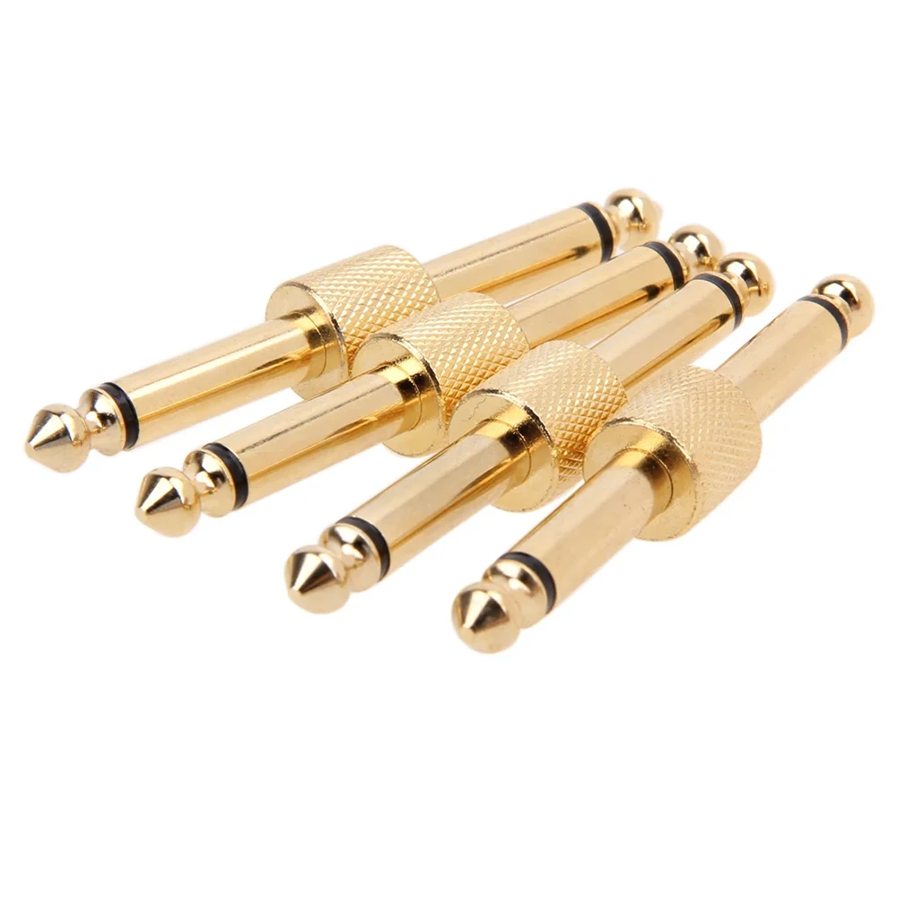 1 Piece 6.35mm Z-shaped golden guitar effect pedal jack connector plug metal welding connector crank jumper patch