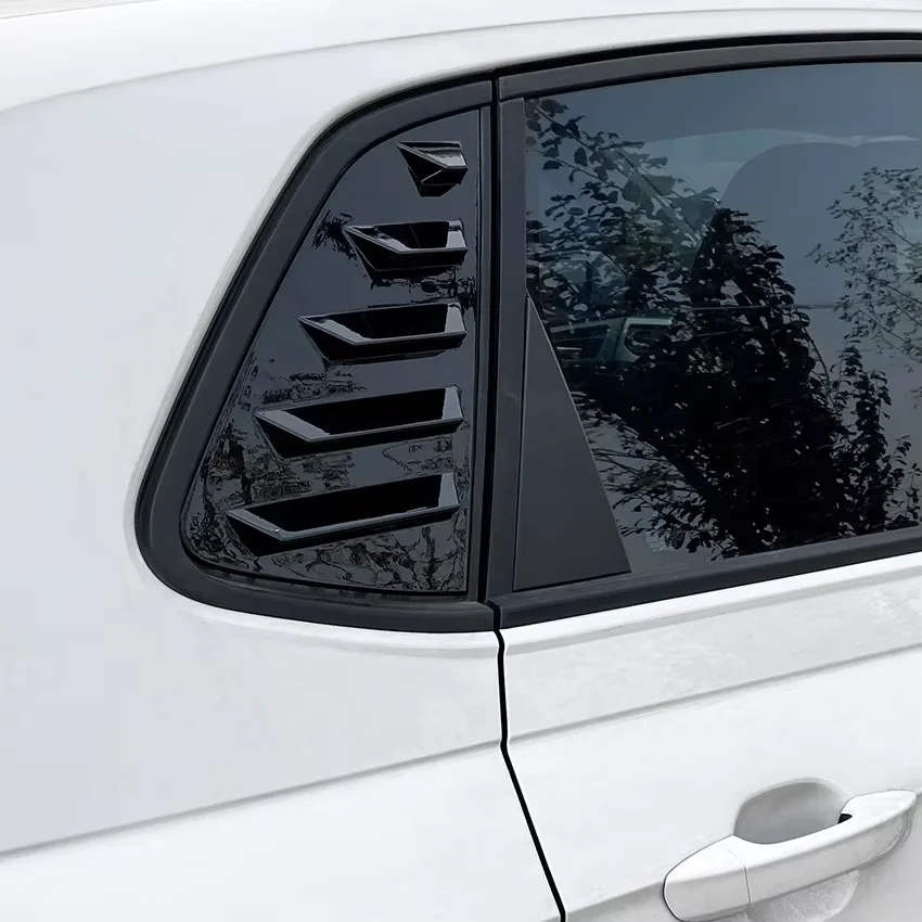 Car Rear Window Shutter Cover  Stickers Louver Fit For VW Polo MK6 2018 2019 2020 2021 2022 2023 Decoration Modified ABS