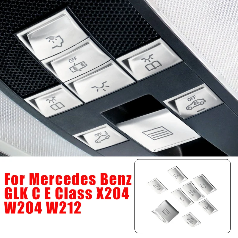 

Car Roof Sunroof Reading Light Buttons Stickers Decoration Cover Trim For Mercedes Benz GLK C E Class X204 W204 W212 Interior