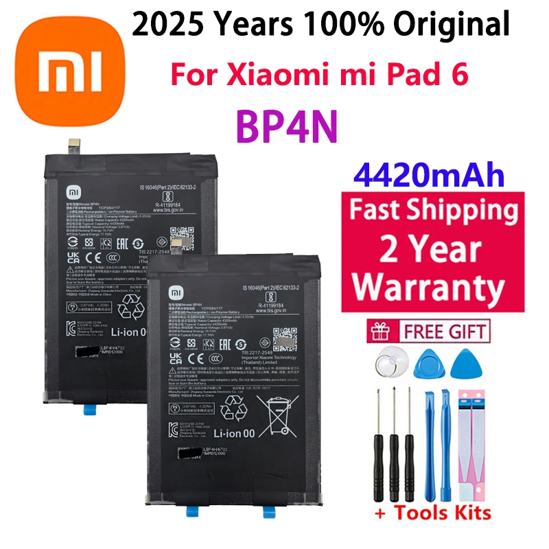 

100% Original Xiao Mi Tablet Replacement Battery BP4N For Xiaomi Pad 6 Tablet 6 High Capacity 4420mAh Batteries +Tools