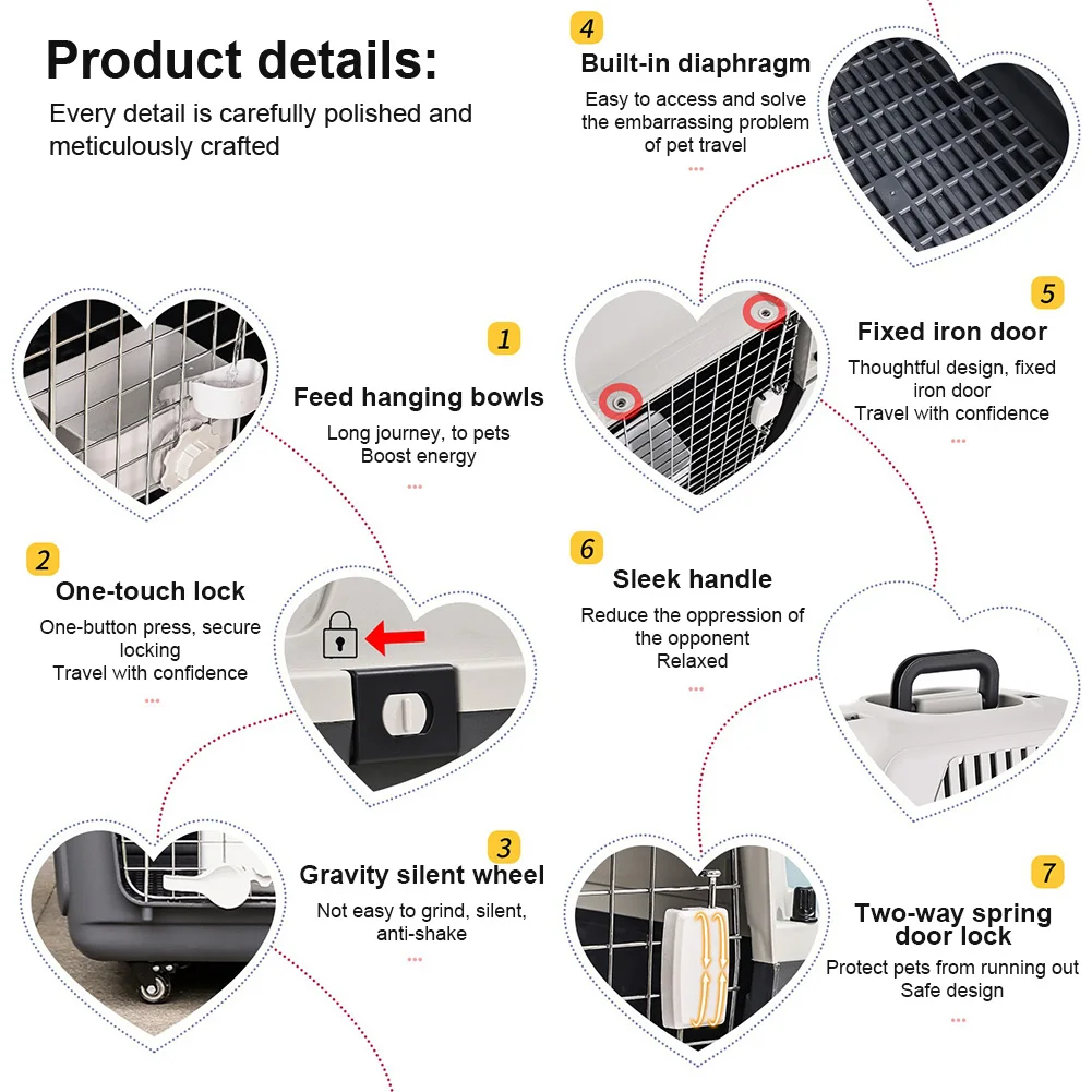 

Pet Cat Carrier Length 33in/Width 21.6in/Height 25.2in with Handle & Metal Door Portable Airline Pet Carrier for Puppies Kittens