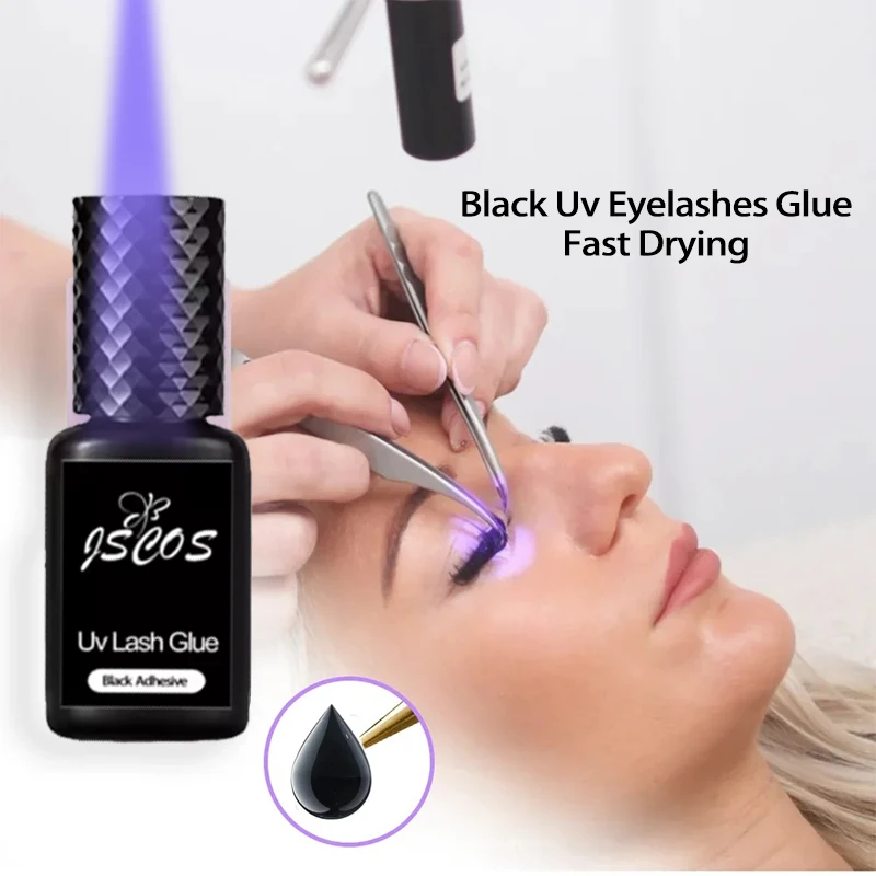Tpo Free Black UV Eyelash Glue Makeup Tools Water Proof Quick Dry in 1 Second Eyelash Extension Supplies Black Eyelash Glue