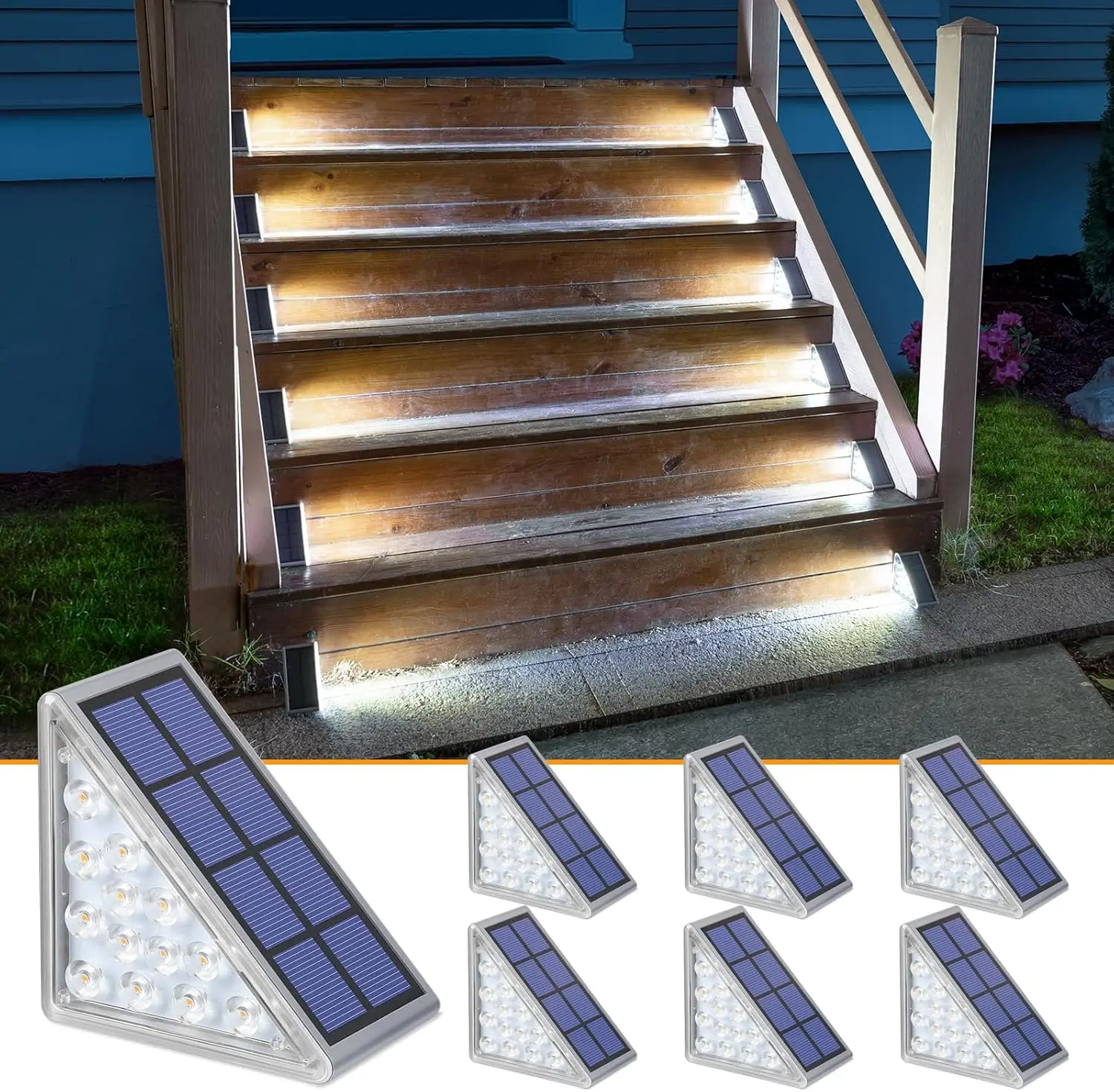 

Solar Step Lights for Outside,6 Pack Cool White Solar Stair Lights Outdoor Waterproof IP67 Auto On Off,Solar Lights for Steps