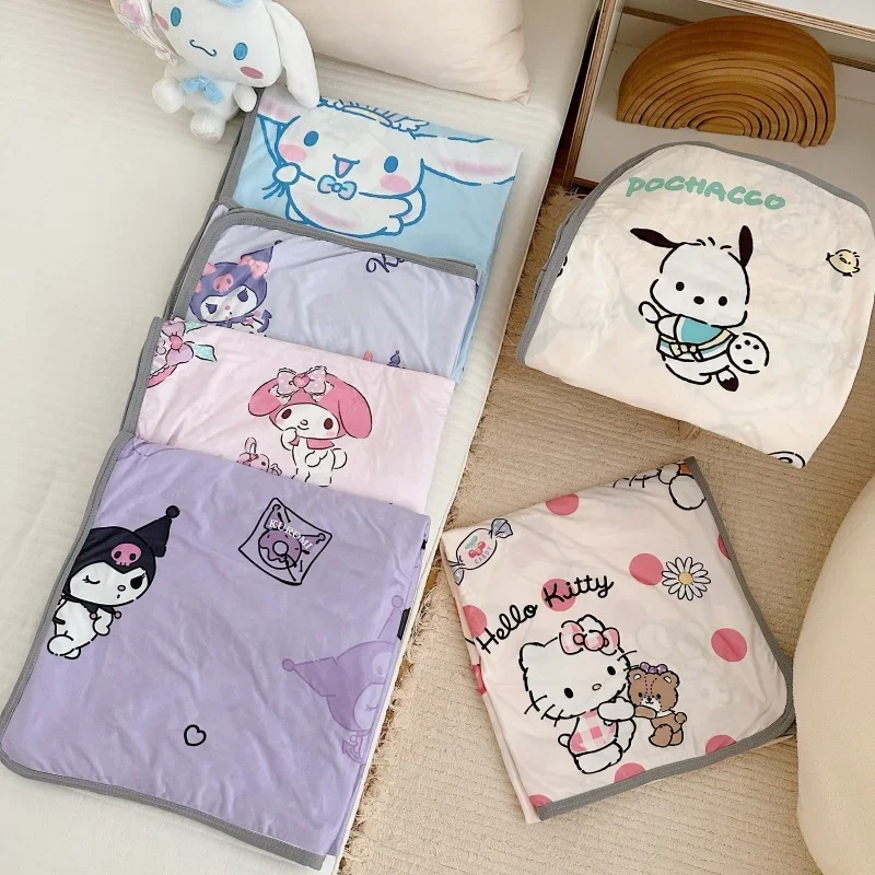 Sanrio Hello Kitty Cartoon Children's Knitted Cotton Blanket Jade Cinnamon Dog Breathable Student Cute Air Conditioning Blanket