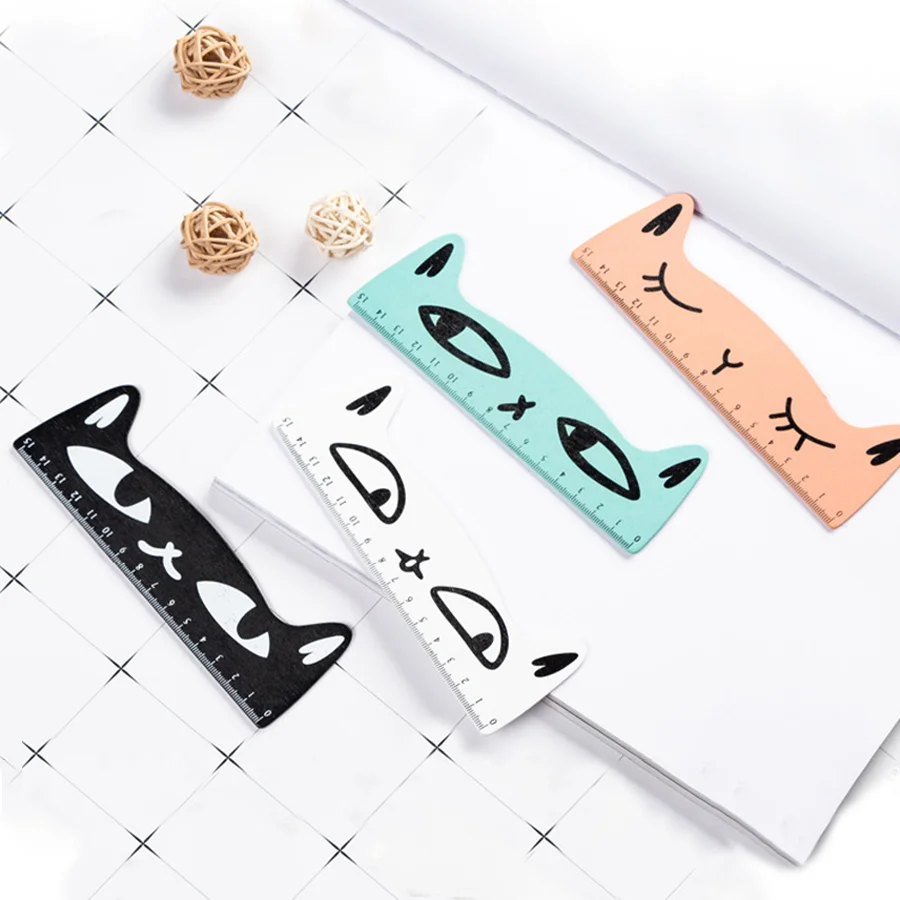 

1 шт. Lytwtw's милый кавайный черный кот котенок прямая линейка деревянные инструменты мультфильм шитье рисунок офисные школьные канцелярские принадлежности