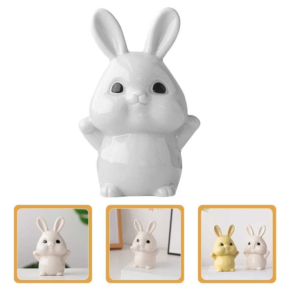 

Cute Ceramic Bunny Statue Whimsical Rabbit Decor for Home Living Room Bedroom Shelf Decor Room Easter Gift Idea