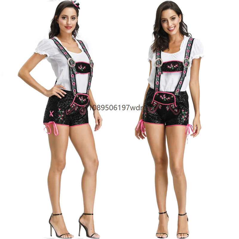 

German Oktoberfest Traditional Baglia Womens Top and Pants Set Bartender Cosplay Uniform Dance Drama Stage Performance Costume