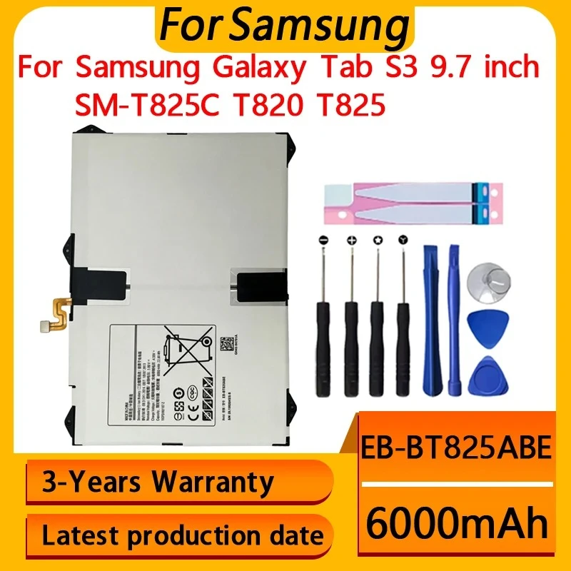 NEW 6000mAh EB-BT825ABE For Samsung Tab S3 9.7/SM-T825C/SM-T820/SM-T82SM-T825Y High Quality Replacement Tablet Batteries+Tools