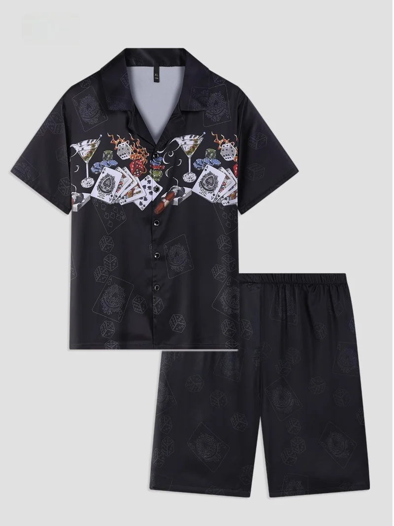 pijama-de-verano-para-hombre-talla-grande-de-seda-de-hielo-manga-corta-y-pantalones-cortos-ropa-de-casa-diseno-de-poker-negro-23148-transpirable-y-comodo