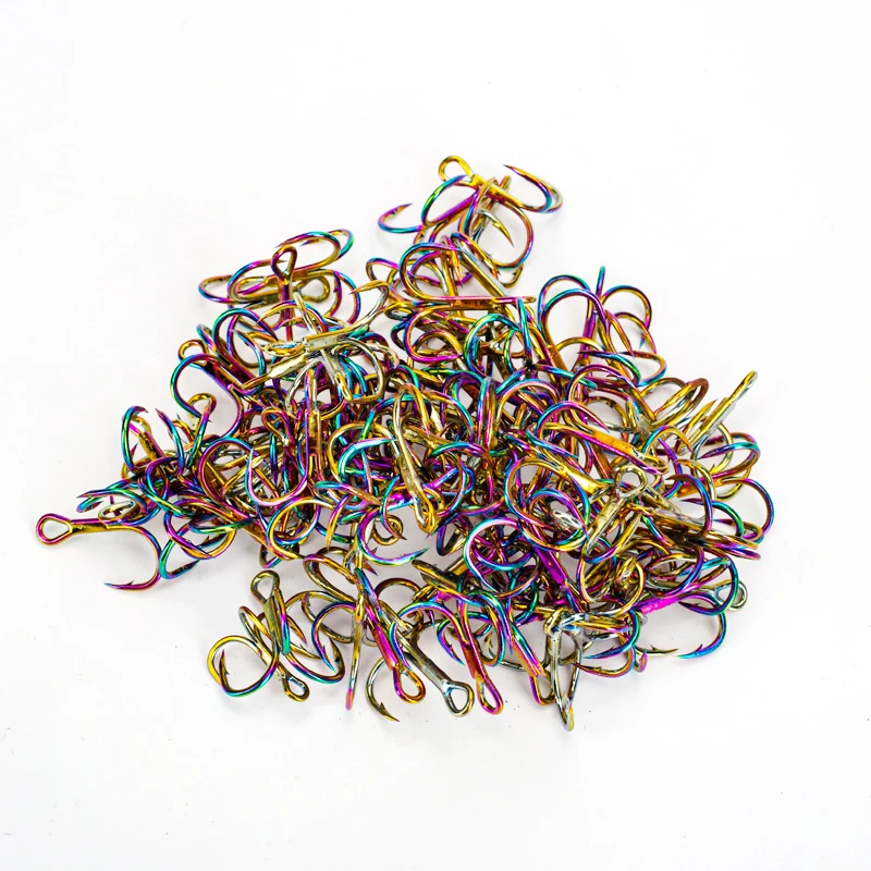 10 Stück bunte Angelhaken mit Widerhaken, rostfrei, Drillinge 4 # 6 # 8 # 10 # Angelgerät aus Hartstahl für Köderhaken, Minnow-Haken – Detail 8