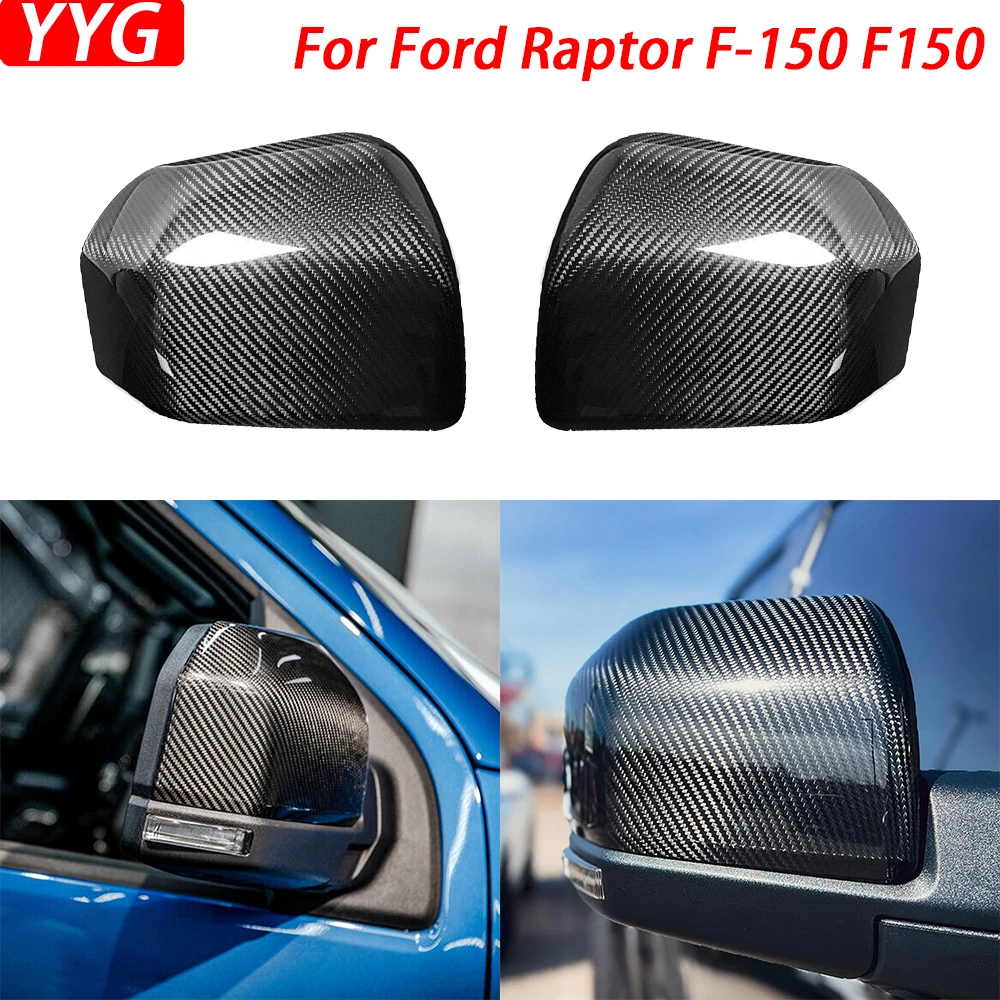 For Ford Raptor F-150 F150 2015 2016 2017 2018 2019 2020 Real Dry Carbon Fiber Rearview Mirror Panel Trim Cover Car Accessories