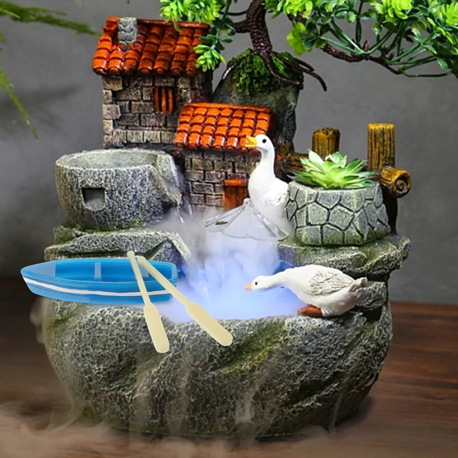 

Micro Scene Resin Decor for Flowerpot Rowing Bonsai Boats Ocean Mini L Garden Statue Potted Plants Adornment