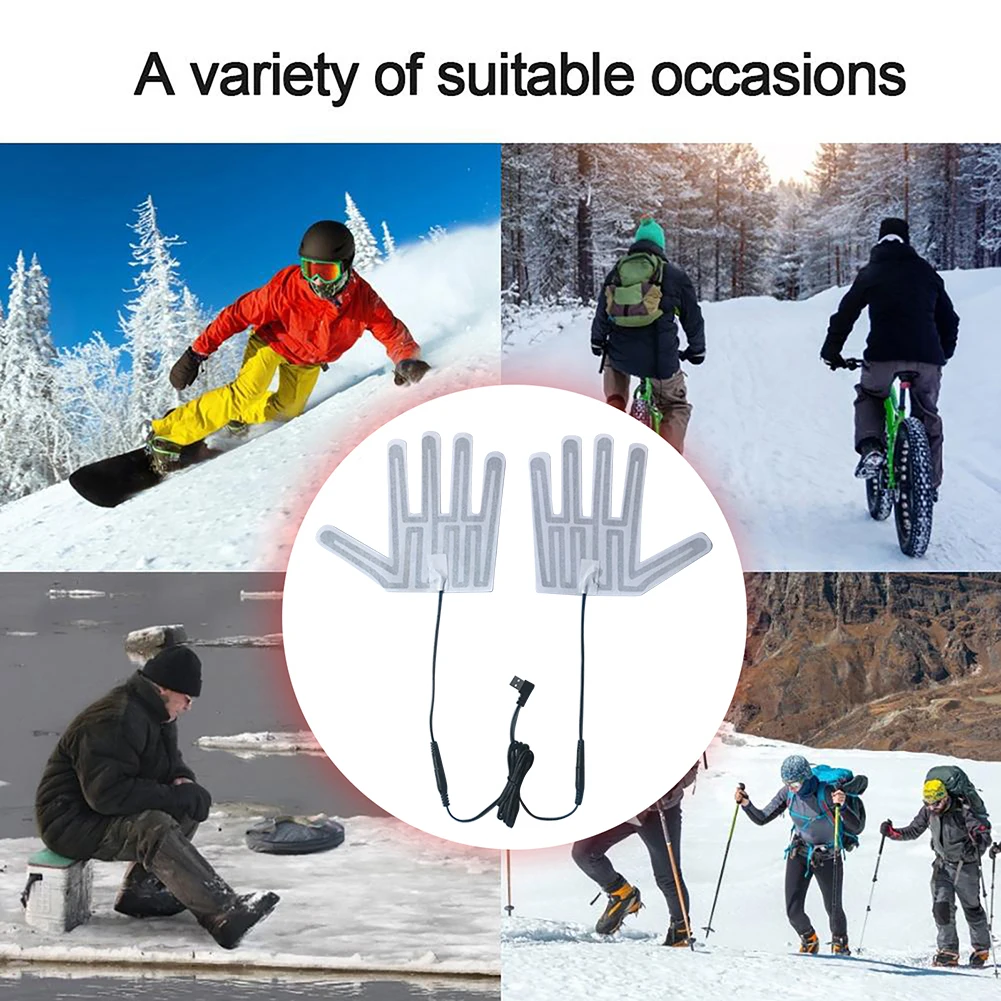 Multifunction Five-Finger Gloves Heating Pad Winter Outdoor Hand Feet Warmer Portable Electric Heating Film for Skiing Cycling