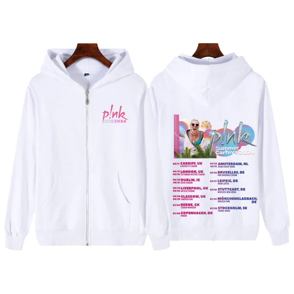 Summer Carnival 2024 P!nk Zip Up Hoodie Summer Carnival Zipper Y2K Coat Gift Dropshipping