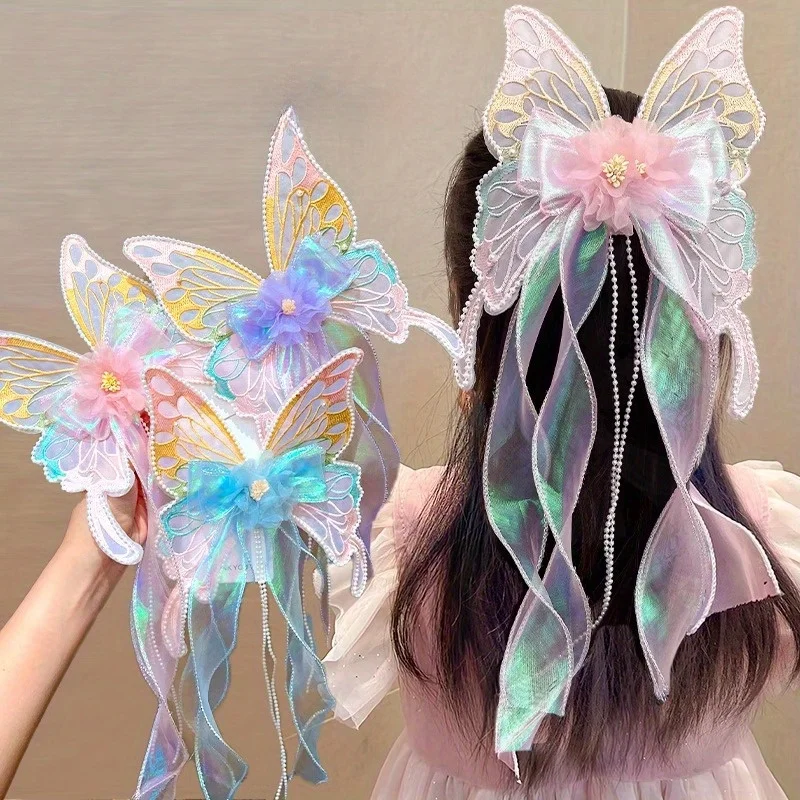 

Набор заколок для волос-бабочек — заколки принцессы для девочек, изящные заколки-бабочки с цветочным принтом для косичек и приданий