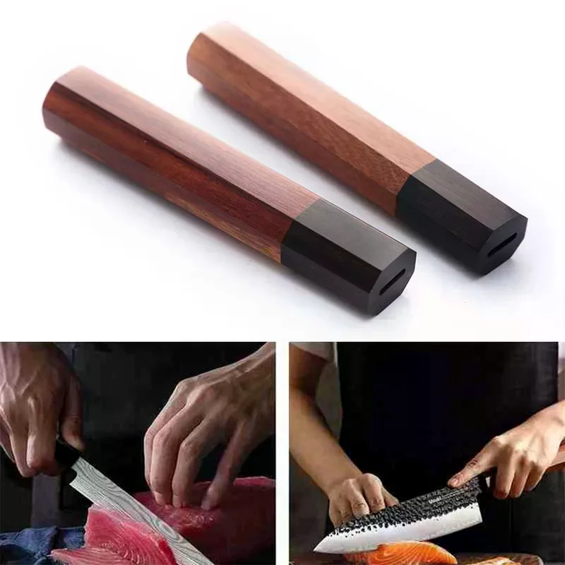 1 peça alça octogonal para faca de cozinha alça de faca de bônus de sândalo vermelho