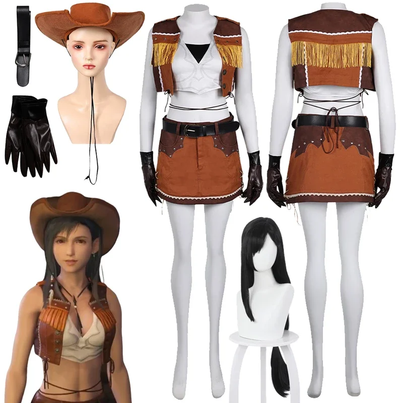 cowboy-tifa-lockhart-cosplay-fantaisie-chapeau-jeu-final-fantasy-vii-deguisement-adulte-femmes-roleplay-fantasia-tenues-halloween