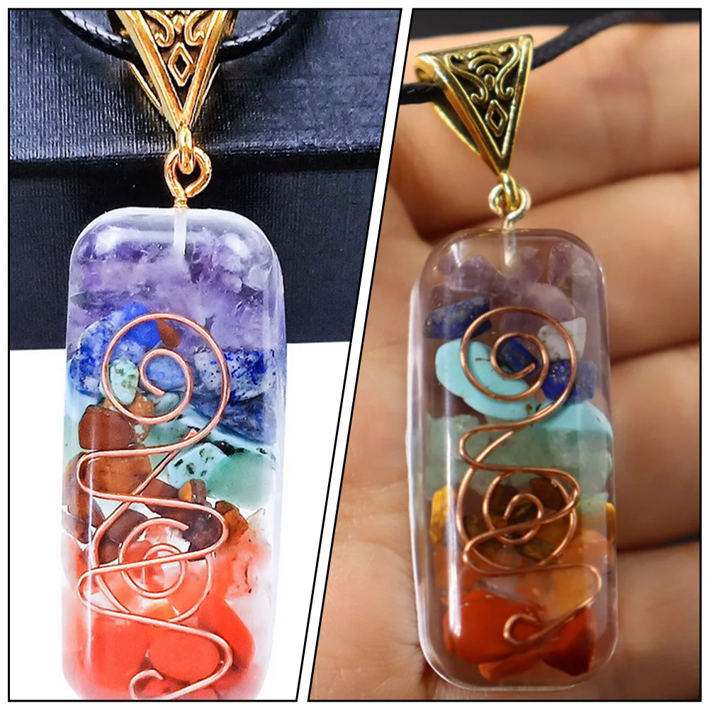 

1Pcs Natural Gravel Pendant Necklace Stylish Colorful Stone Pendant Durable Jewelry for Daily Party Club Use
