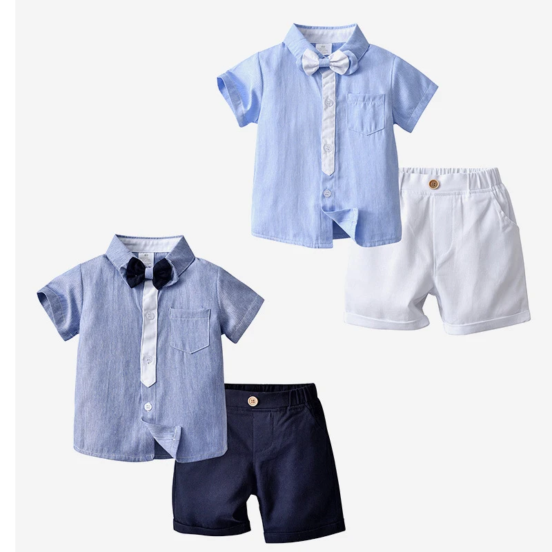 

Kids Boys Clothes Sets Summer British Style Baby Boy Formal Costume Short-Sleeved Shirt Shorts 2pcs Suits For Children Gentlemen