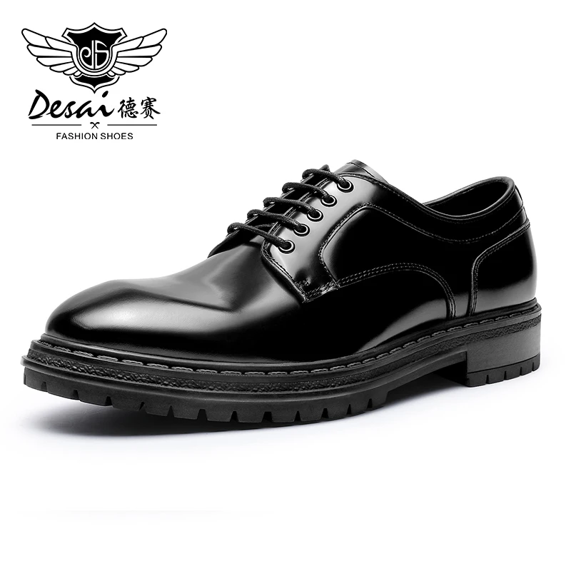 Desai Genuine Leather Shoes Men Shining Derby Design Business Shoes For Man Brand Footwear Men\'s Casual Shoes Classic 2023