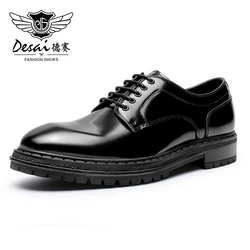 Desai Genuine Leather Shoes Men Shining Derby Design Business Shoes For Man Brand Footwear Men's Casual Shoes Classic 2023