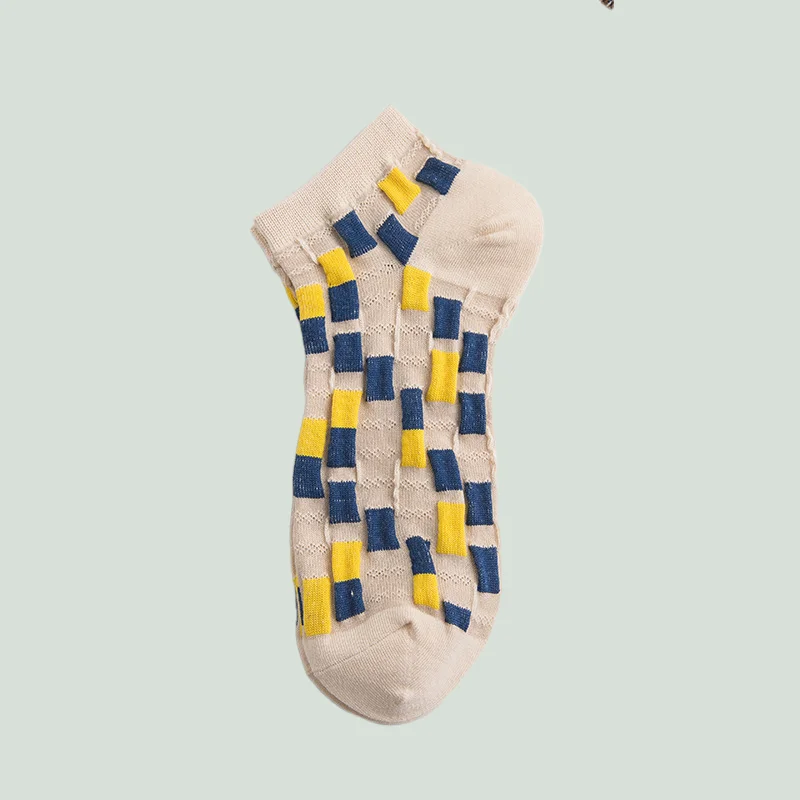 Chaussettes de bateau à carreaux pour femmes, bas bas, bouche peu profonde, chaussettes courtes en coton, printemps et été, 3/6 paires, nouveau, 2024