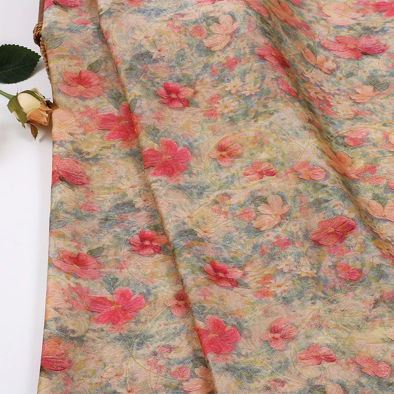 

Floral Rose Digital Print Qipao Dress Women Clothing Fabric Rural Style Soft Breathable Lightweight Comfortable Vintage Fabric