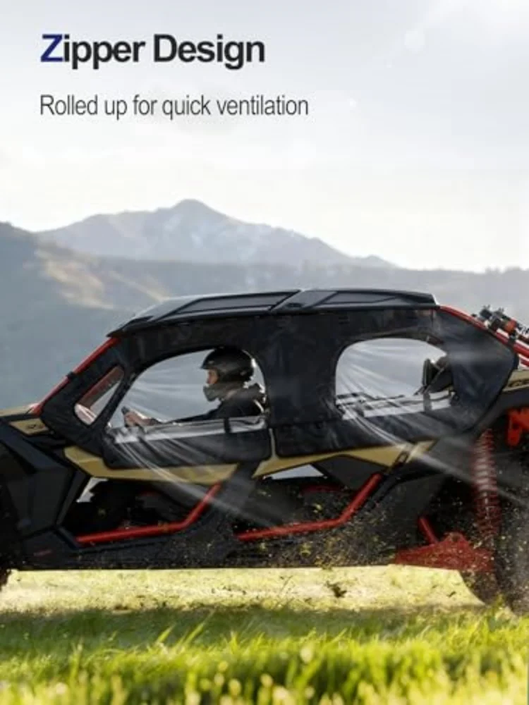 Soft upper door for Can-Am Maverick X3 MAX 2017-2024 (4 seats), waterproof PVC windshield cover Send windshield wipers view 3