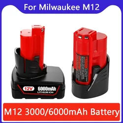 12V Battery 3Ah 6Ah Rechargeable Battery For Milwaukee M12 XC Cordless Tools 48-11-2402 48-11-2411 48-11-2401 MIL-12A-LI