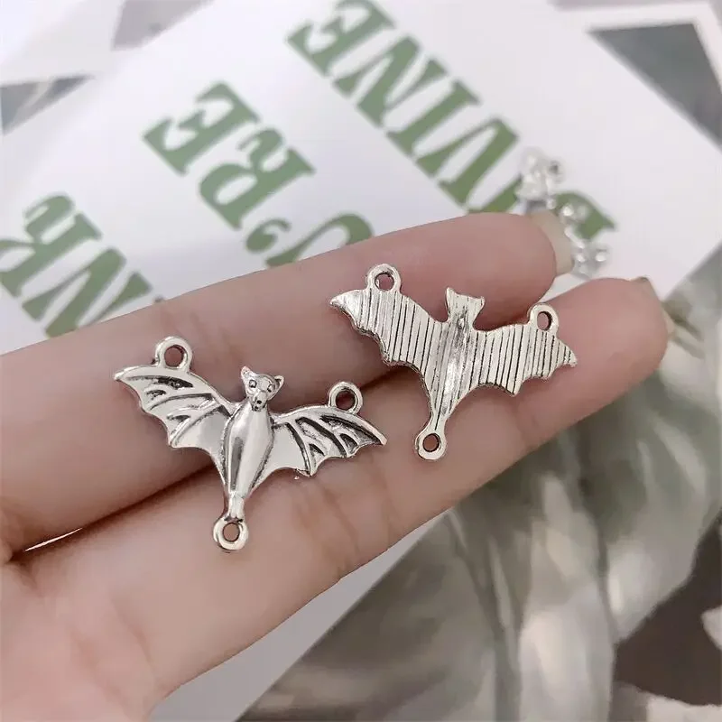 5 Pieces Set Upside Down Bat Two Circle Bat Pendant Women's Earrings Necklace Accessories Jewelry Handmade DIY Accessories