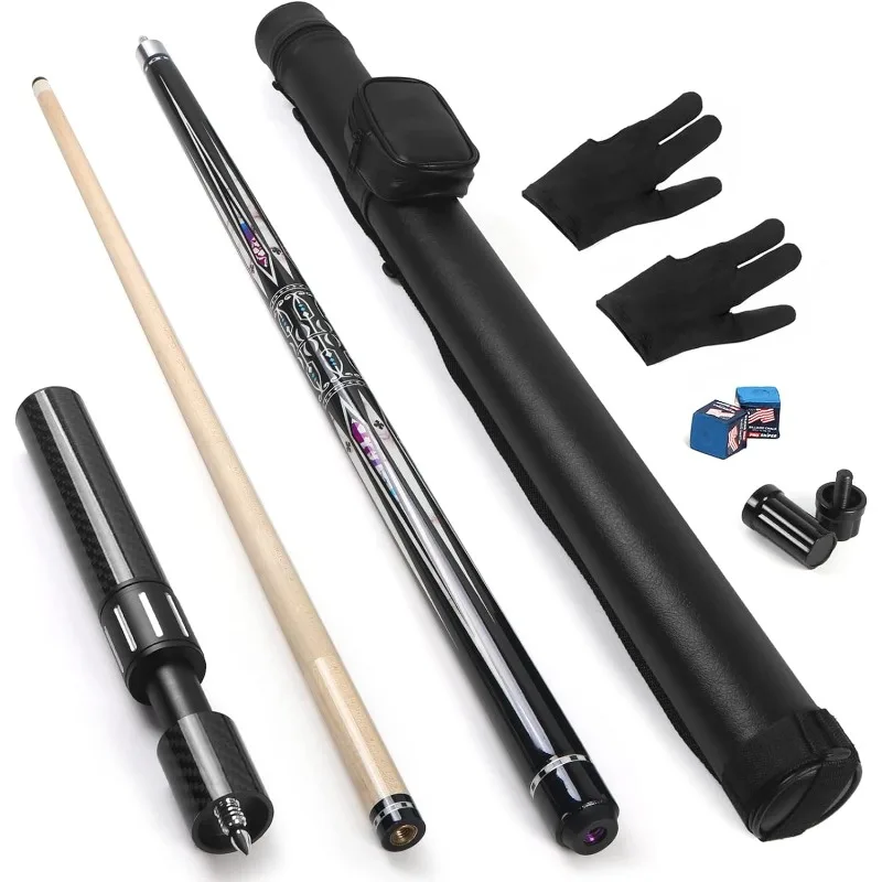 home.Pool Stick with Telescopic Fiber Extension Cue, Case & Billiards Accessories