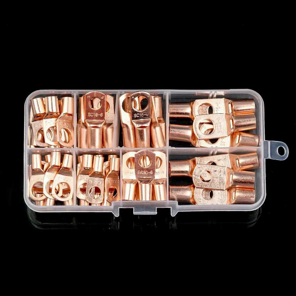 Tinned Copper Material for Durability with Copper Tube Terminals Battery Welding Cable Lug Ring Crimp Connectors Kit
