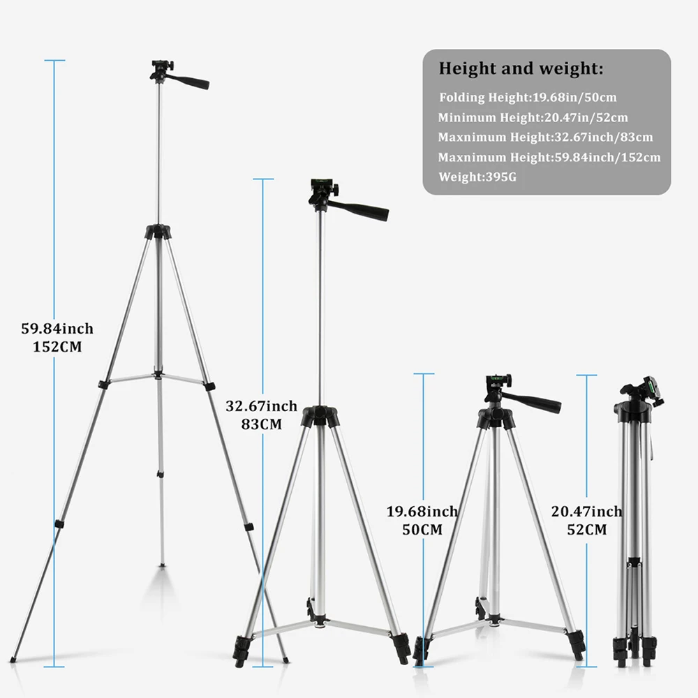 Universal tripé de telefone suporte 102cm alumínio viagem tripé com clipe remoto para iphone huawei telefone tripode par câmera ao vivo