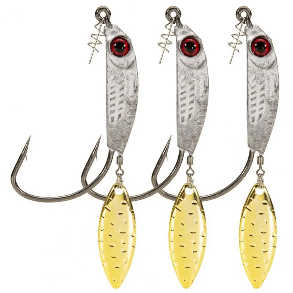 3Pcs Convenient Fishing Bait Hook  Sharp Hook Lightweight Fishing Jig Head  Metal Sequin Fake Fishing Bait Hook