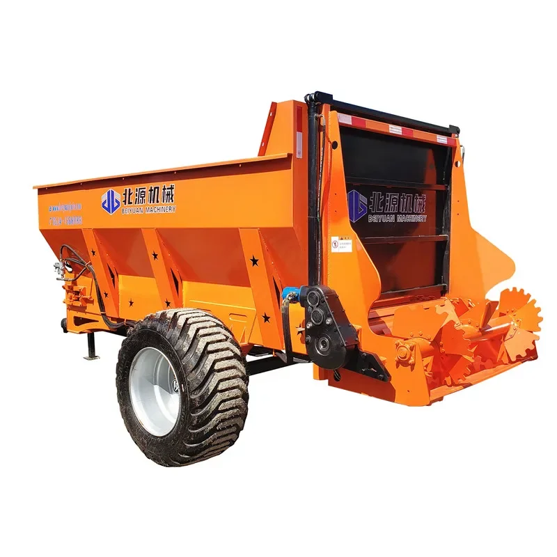 70-100 HP tractor trailed cow sheep dung horizontal auger muck manure spreader fertilizer for farms factory supply