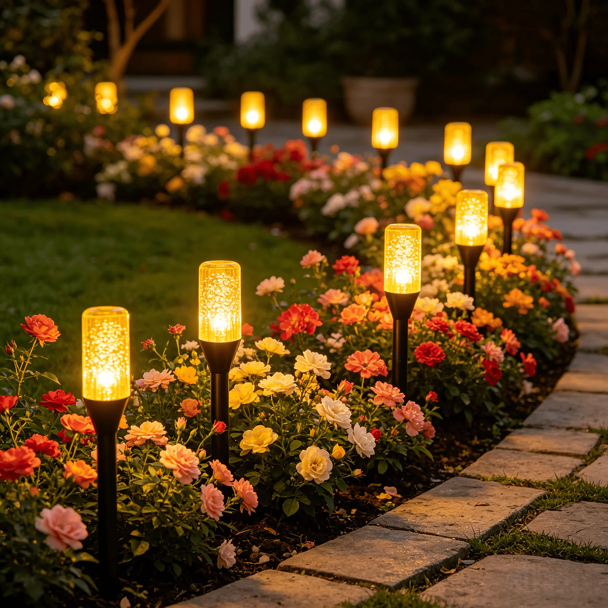 10/20Pcs Warm White/White/Colorful Solar Bubble Stick Ground Lights, 8 Modes Auto Sensor Garden Yard Lawn Pathway Lights
